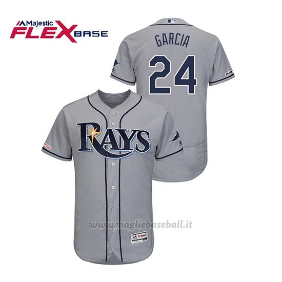 Maglia Baseball Uomo Tampa Bay Rays Avisail Garcia 150th Aniversario Patch Autentico Flex Base Grigio